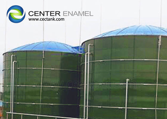Tanque de armazenamento de biogás de vidro fundido em aço e parafusado verde escuro