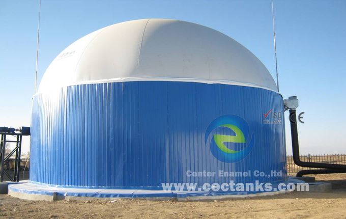 Tanque séptico / tanque de armazenamento de biogás de esmalte com telhado de membrana dupla 6.0Mohs 2