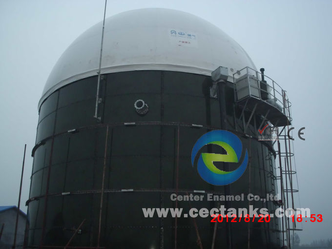 Tanque séptico / tanque de armazenamento de biogás de esmalte com telhado de membrana dupla 6.0Mohs 1