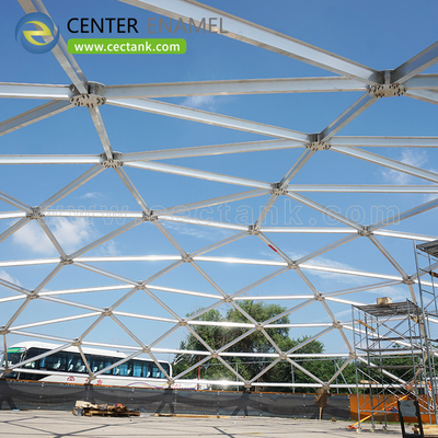 Telhados de cúpula de alumínio autoportantes para instalações de tratamento de petróleo, gás, petroquímica ou de água