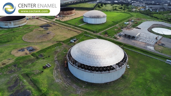 Tecidos geodésicos de cúpula de alumínio para tanques de armazenamento de lubrificantes