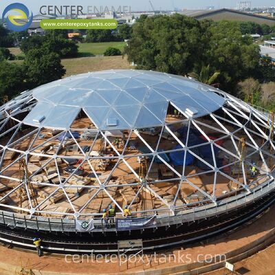 Teto de cúpula de alumínio para tanques de armazenamento de óleo de aço inoxidável soldados: reduz drasticamente a perda de produtos e fornece uma cobertura sem manutenção para armazenamento em grande escala